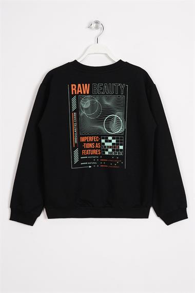 Yazı Baskılı Siyah Renk Erkek Çocuk  Sweatshirt