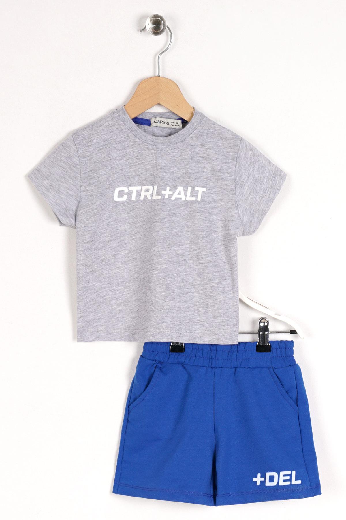 Acar 122117 Erkek Cocuk 2-5 Yas Ctrl+Alt Yazı Baskılı Cep Detaylı Sortlu Takım