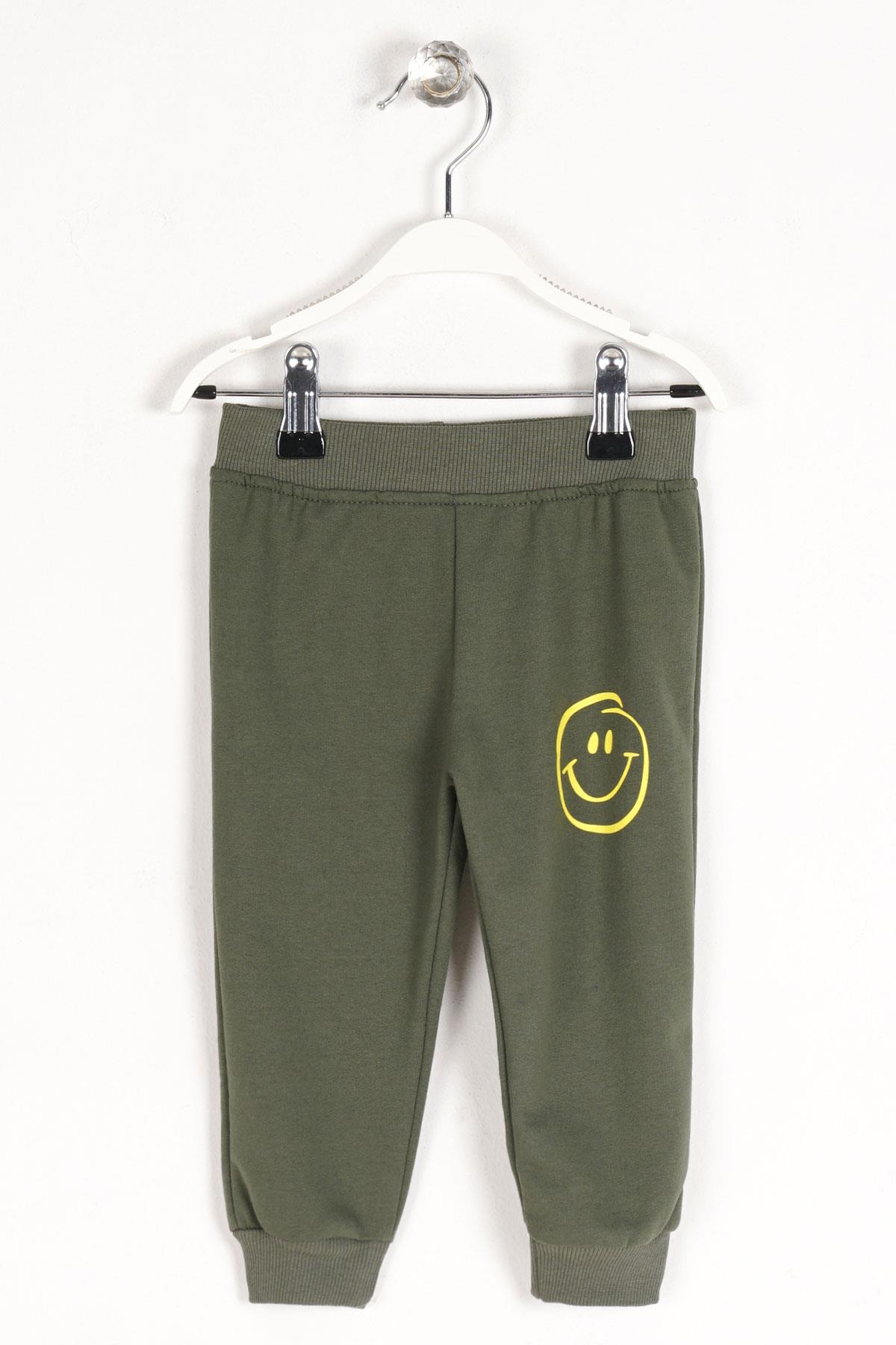 Acar 122131 Erkek Cocuk 1-4 Yas Beli Paçası Lastikli Güler Yüz Baskılı Esofman Tek Alt