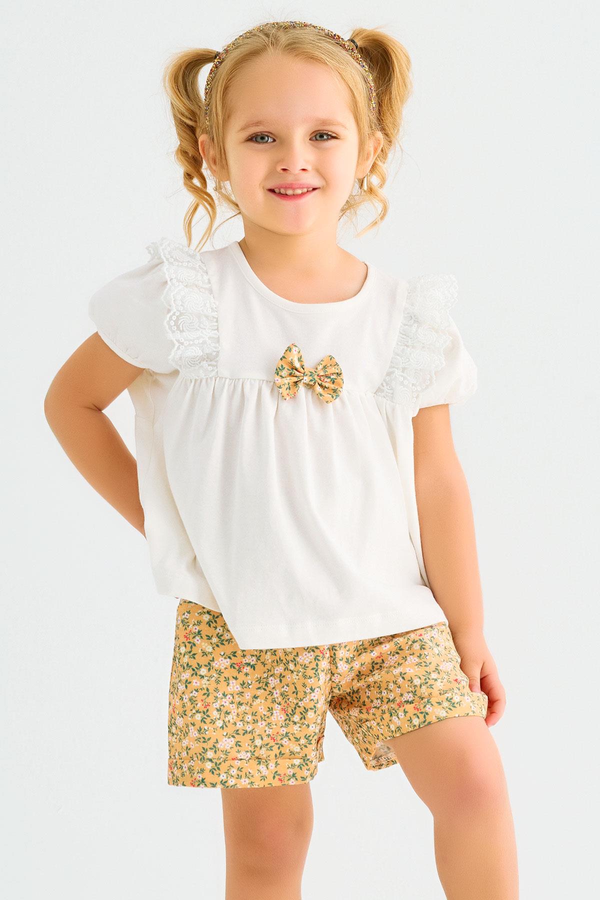 Acar 522188 Kız Cocuk 2-5 Yas Karpuz Kol Detay Dantellı Sortlu Takım