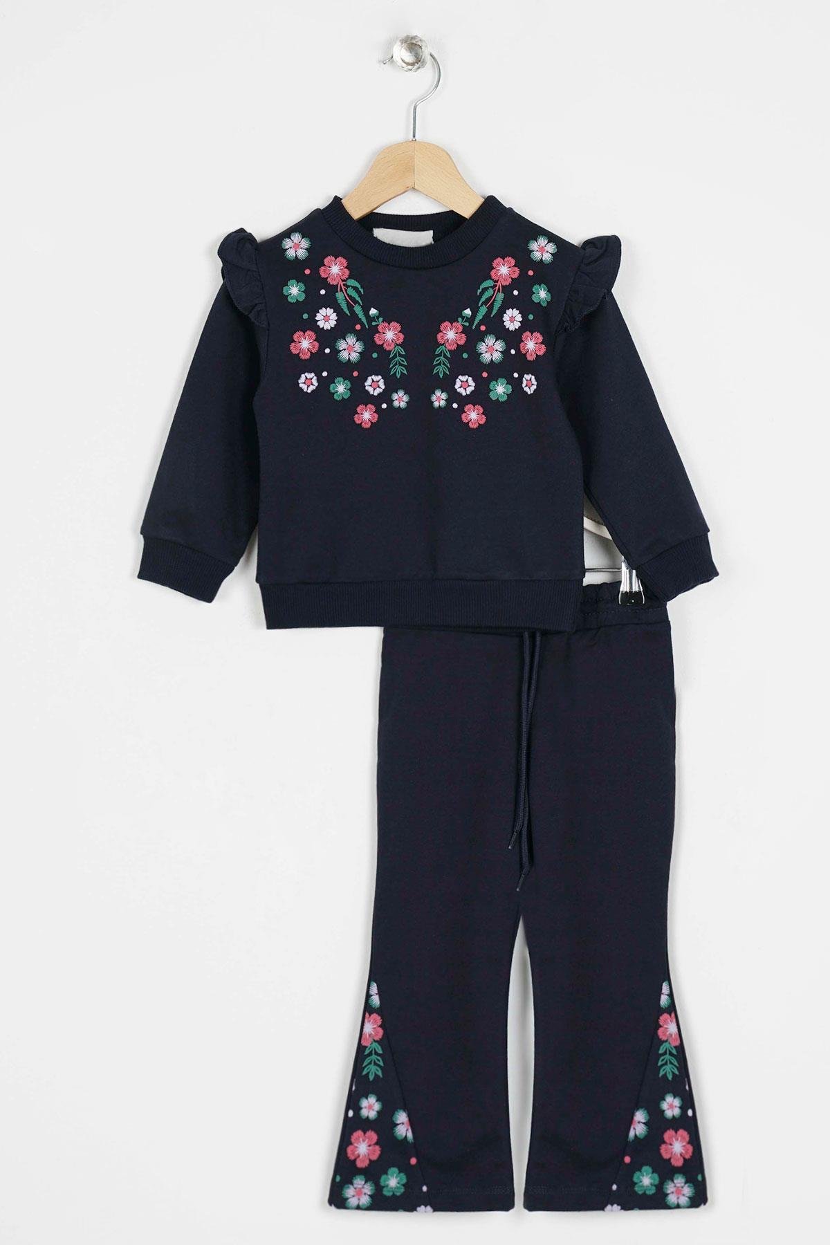 Acar 523147 Kız Cocuk 2-5 Cıcek Nakıs Baskılı Ikılı Takım