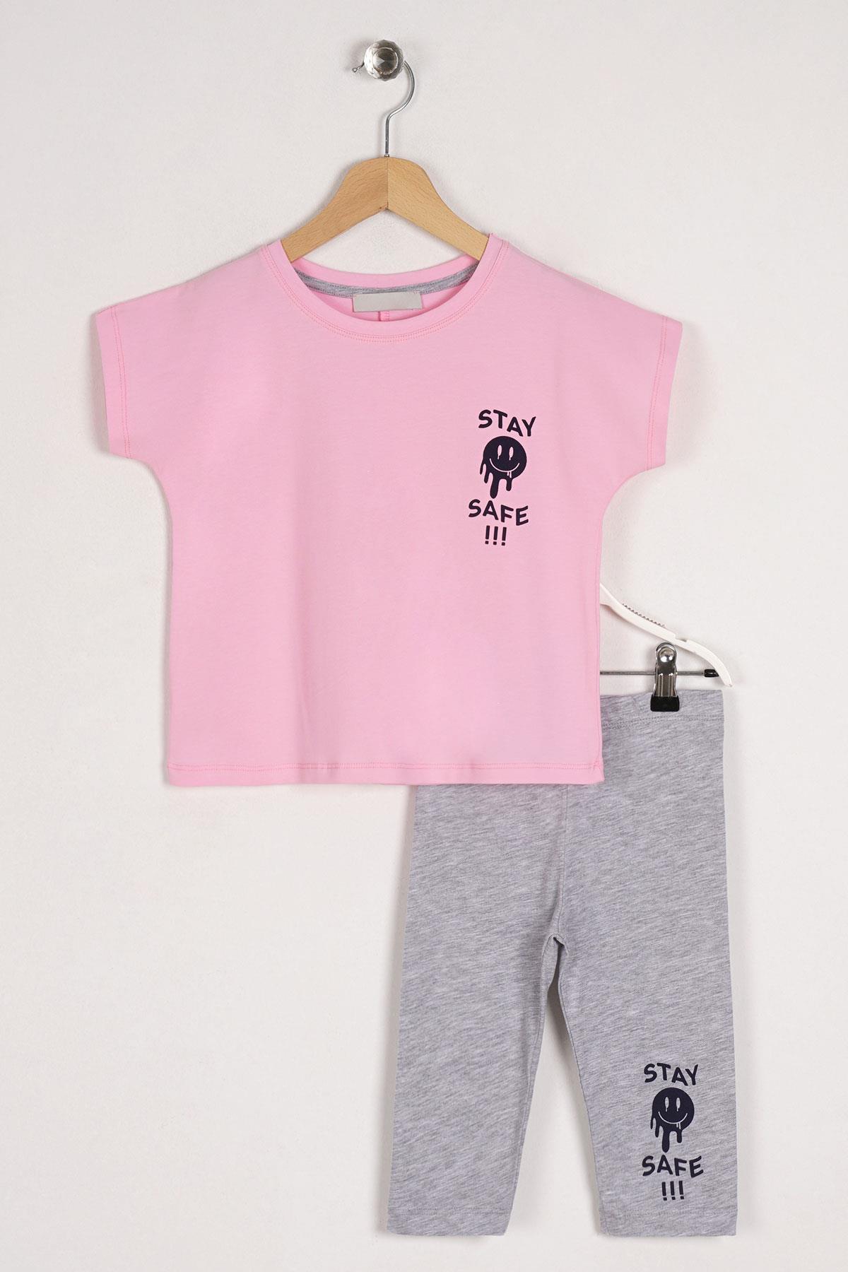 Acar 623077 Kız Cocuk 6-9 Yas Stay Safe Baskılı Taytlı Takım