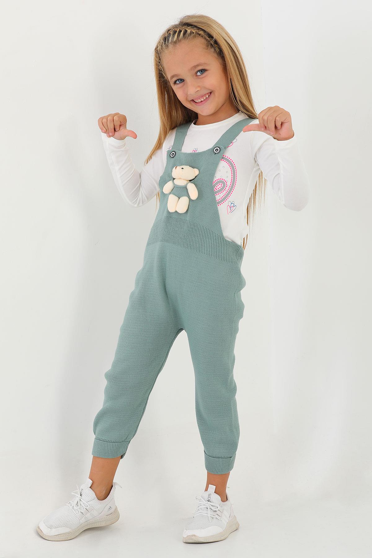 Acar 6020 Unısex 1-5 Yas Askısı Düğmeli Önü AyıcıkLı Pantolonlu Salopet