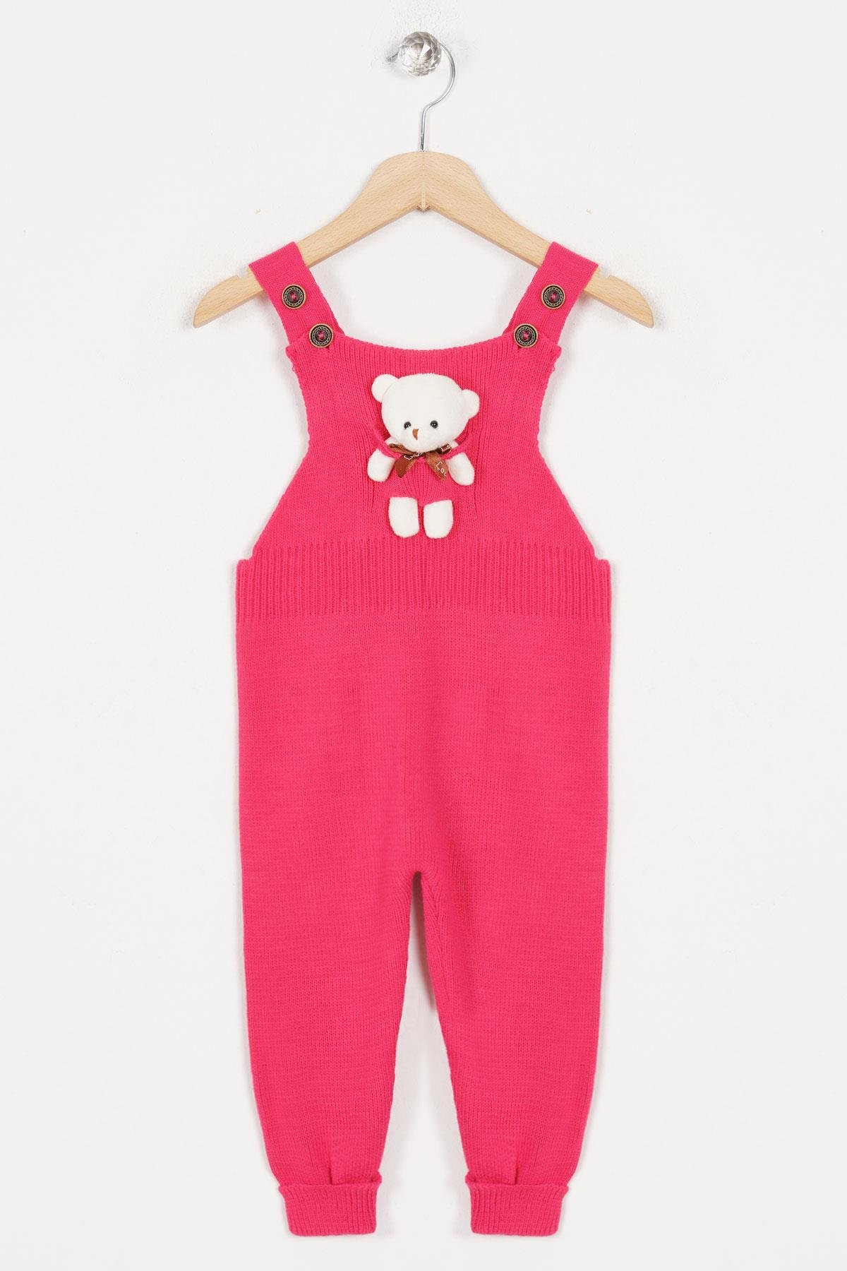 Acar 6020 Unısex 1-5 Yas Askısı Düğmeli Önü AyıcıkLı Pantolonlu Salopet