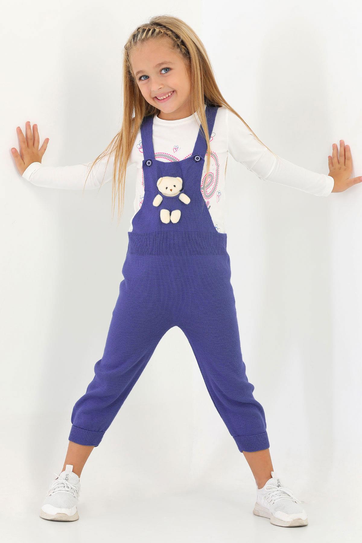 Acar 6020 Unısex 1-5 Yas Askısı Düğmeli Önü AyıcıkLı Pantolonlu Salopet