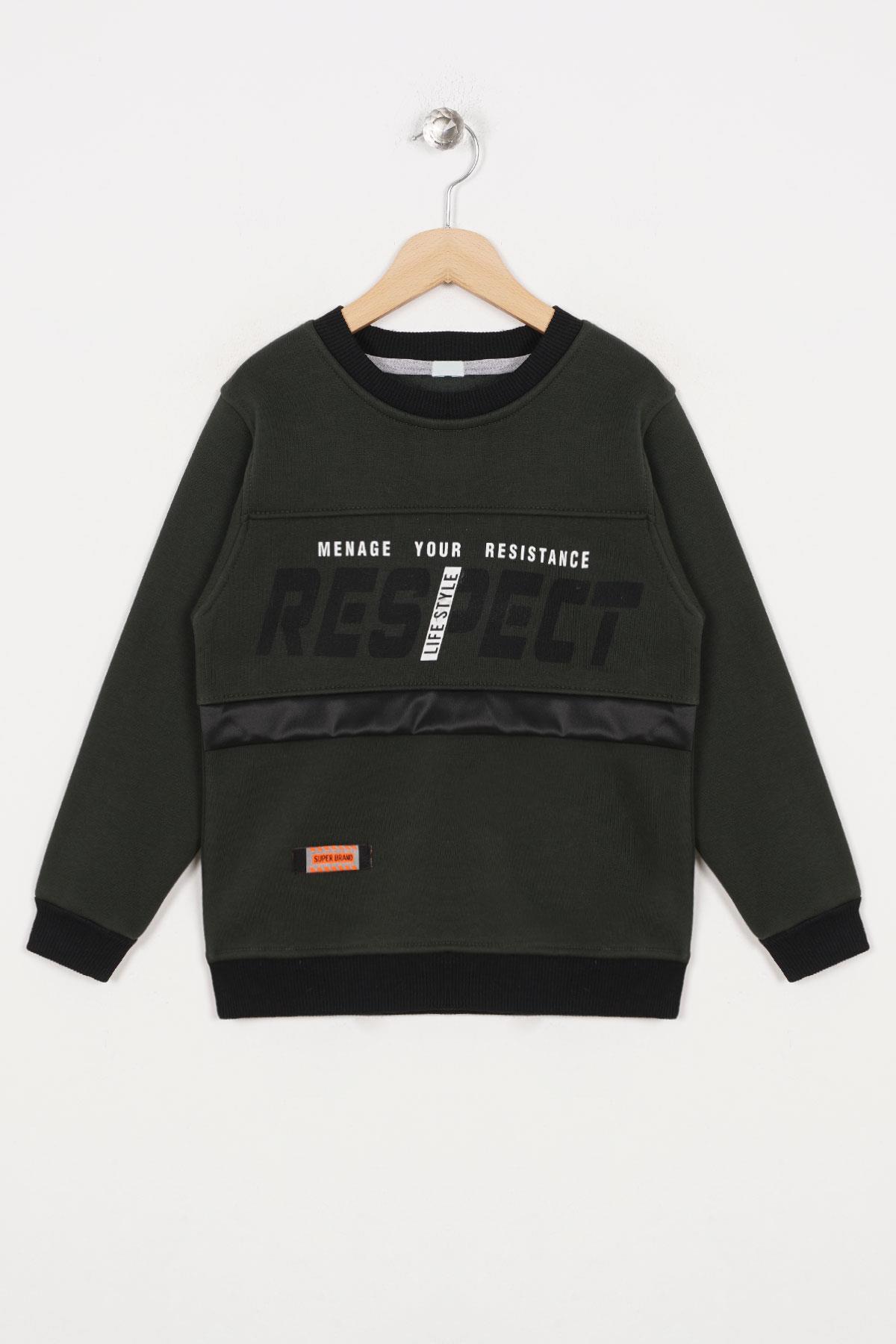 Erkek Çocuk Respect Baskılı Şardonlu Sweatshirt