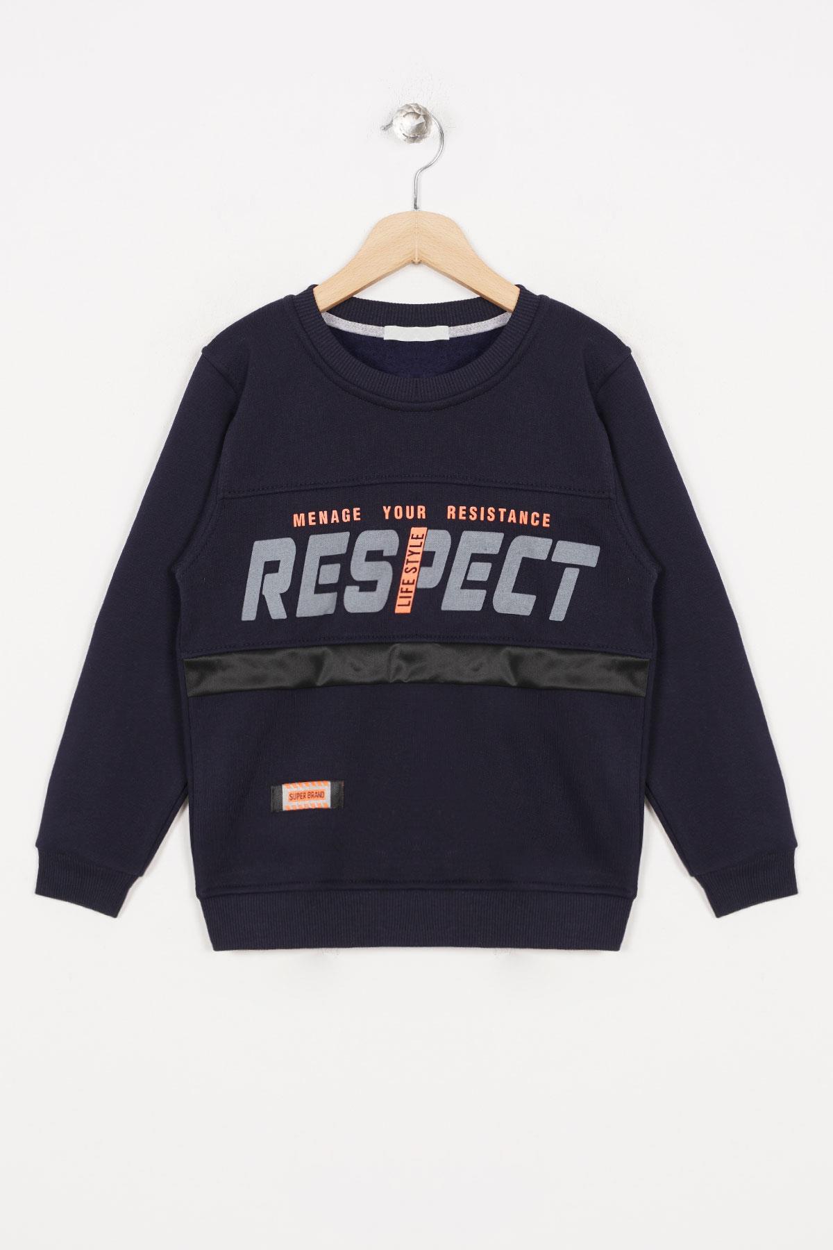 Erkek Çocuk Respect Baskılı Şardonlu Sweatshirt