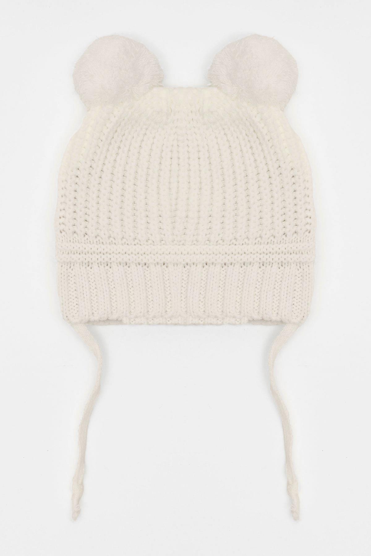 Çizgili Ekru Renk Bere