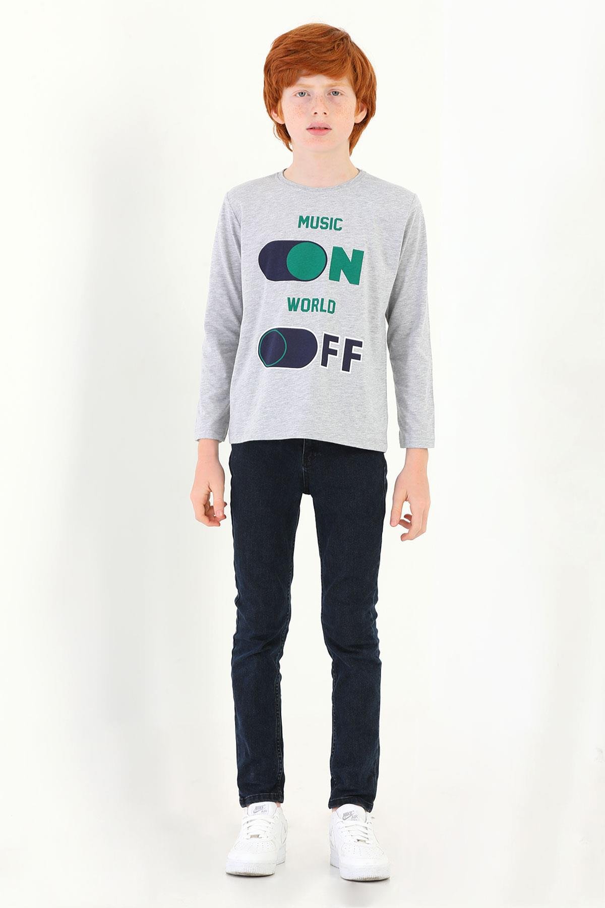 Wewe 121641-221641-221648  Erkek Cocuk 5-8  Yas Musıc On Baskılı Uzun Kol Tshırt