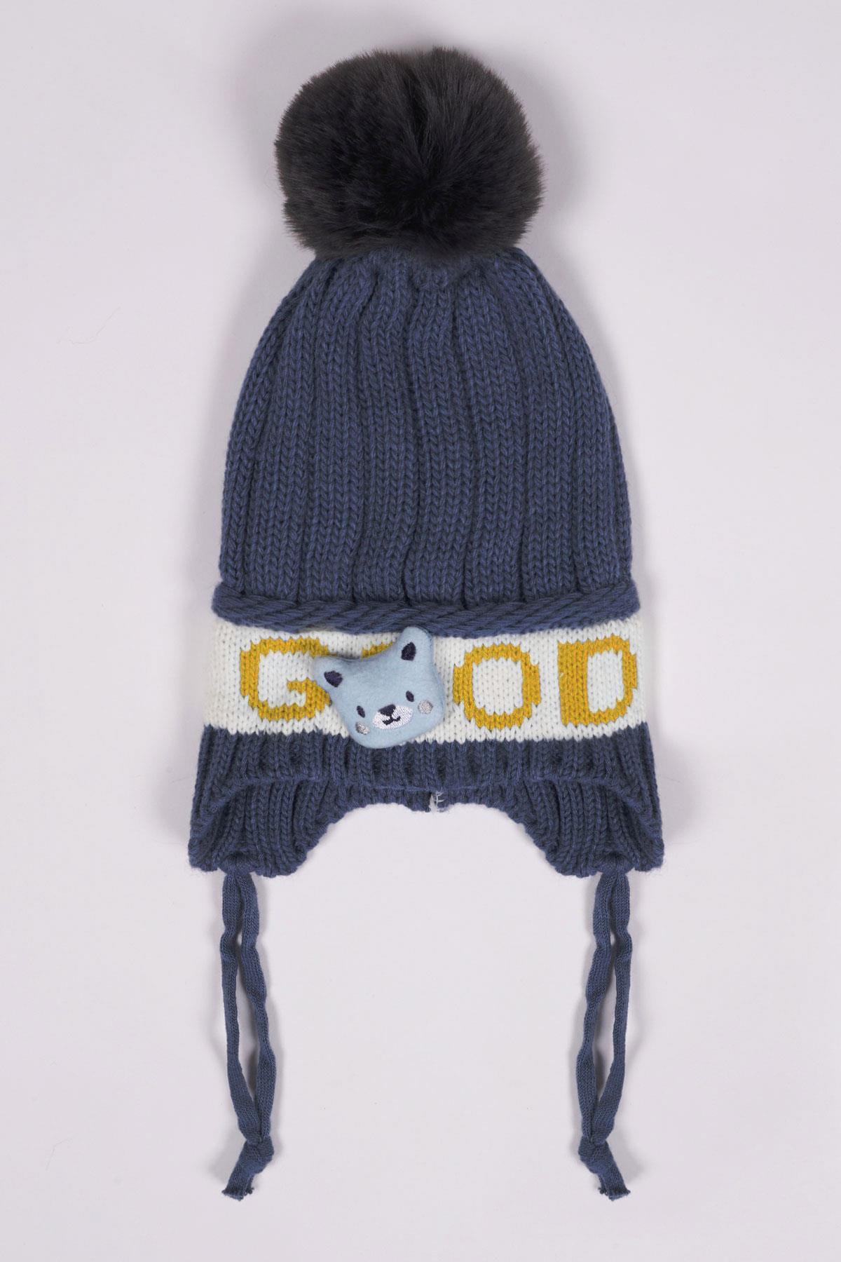 Ayıcıklı İndigo-Beyaz Renk Bere