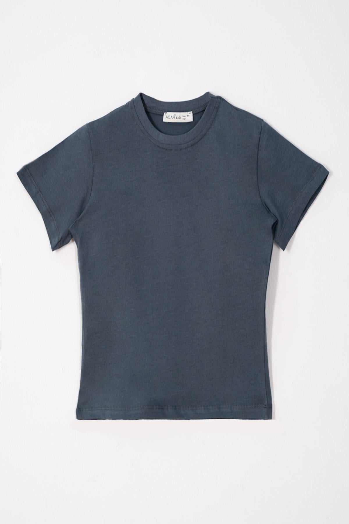 Bisiklet Yaka Füme Renk Erkek Çocuk Tshirt