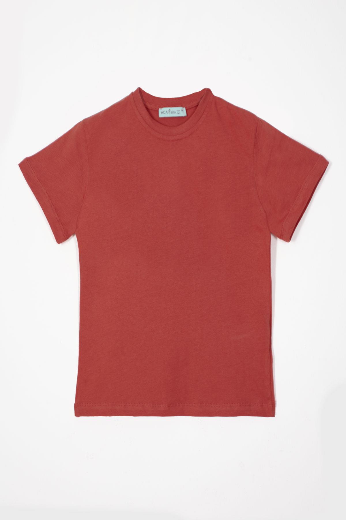 Bisiklet Yaka Kiremit Renk Erkek Çocuk Tshirt