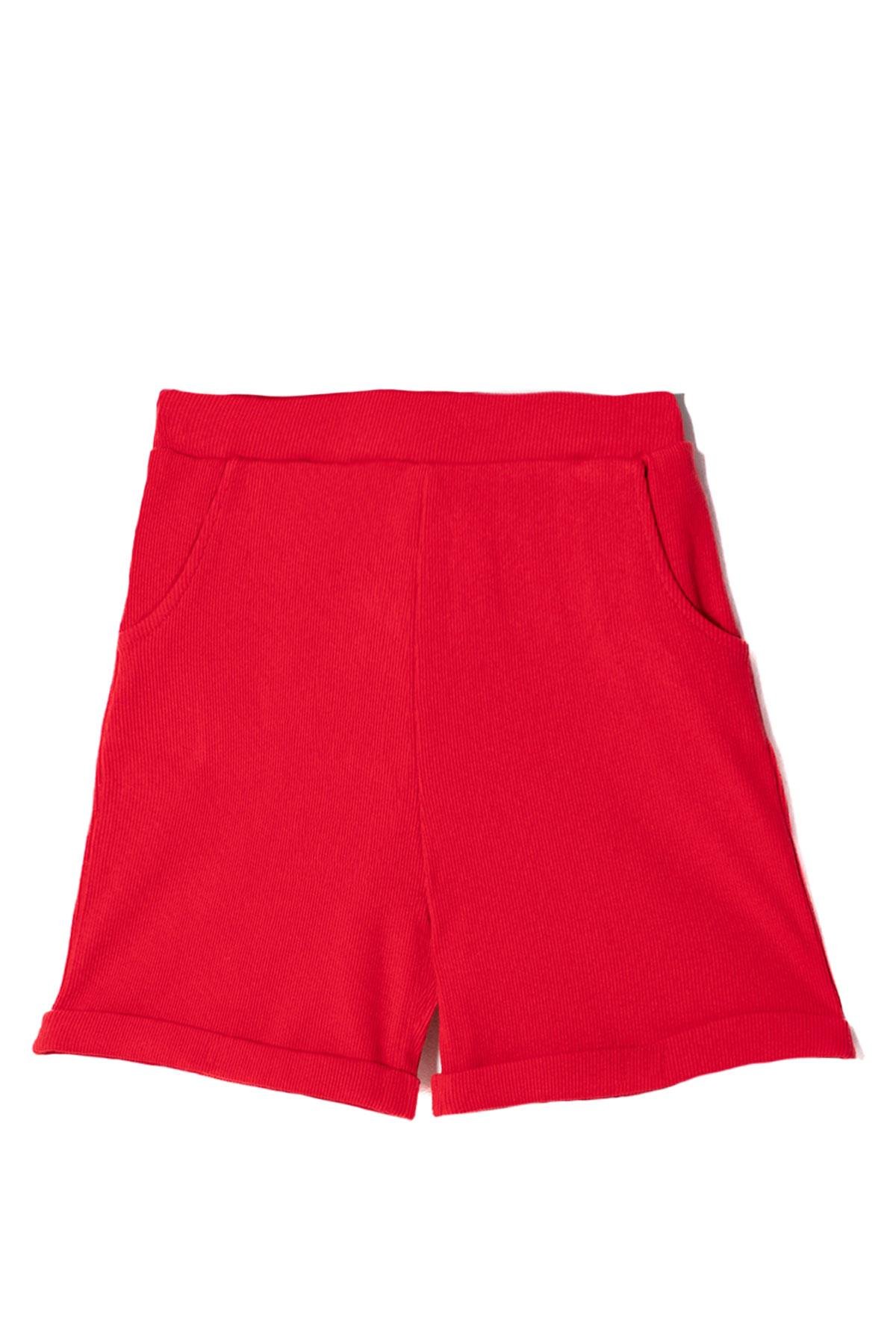 Fitilli Kırmızı Renk Kız Çocuk Şort