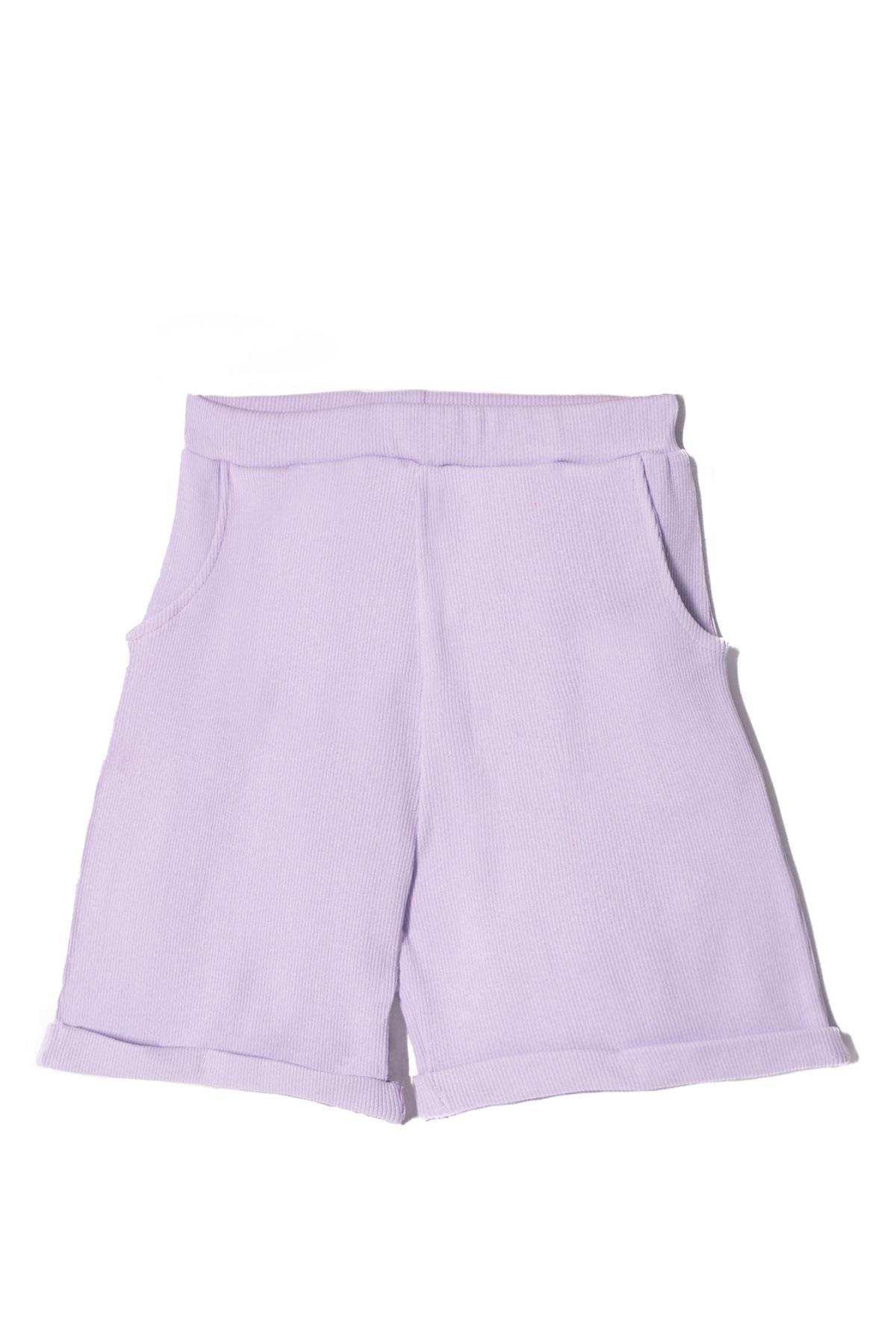 Fitilli Lila Renk Kız Çocuk Sort