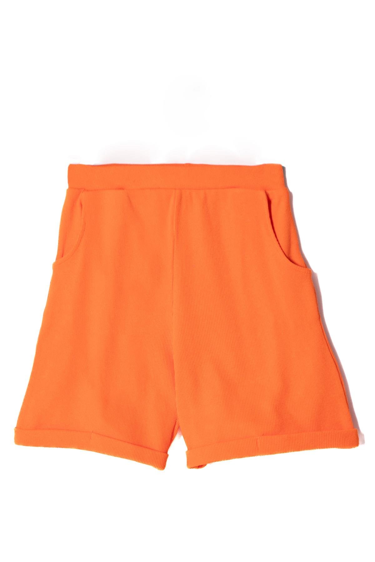 Fitilli Turuncu Renk Kız Çocuk Sort