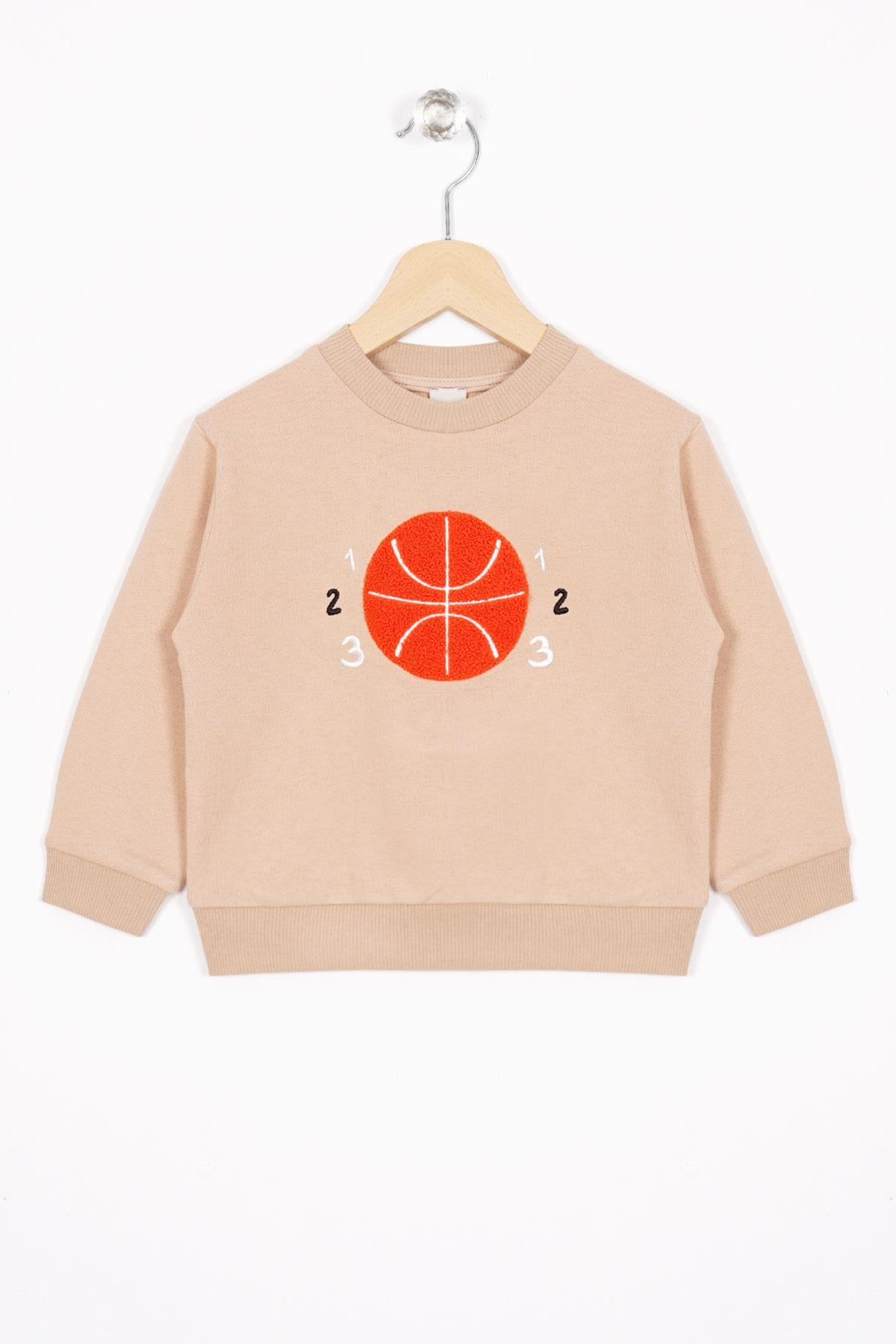 Wewe 124025  Erkek Cocuk 2-5 Yas Basket Topu Nakıslı Sweatshırt
