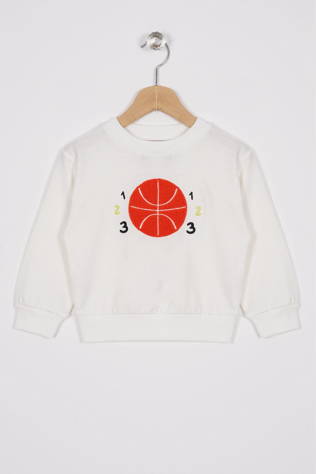 Wewe 124025  Erkek Cocuk 2-5 Yas Basket Topu Nakıslı Sweatshırt