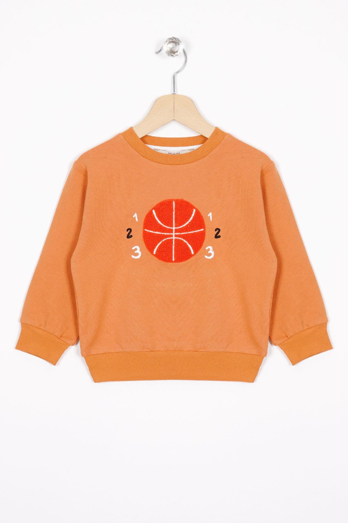 Wewe 124025  Erkek Cocuk 2-5 Yas Basket Topu Nakıslı Sweatshırt