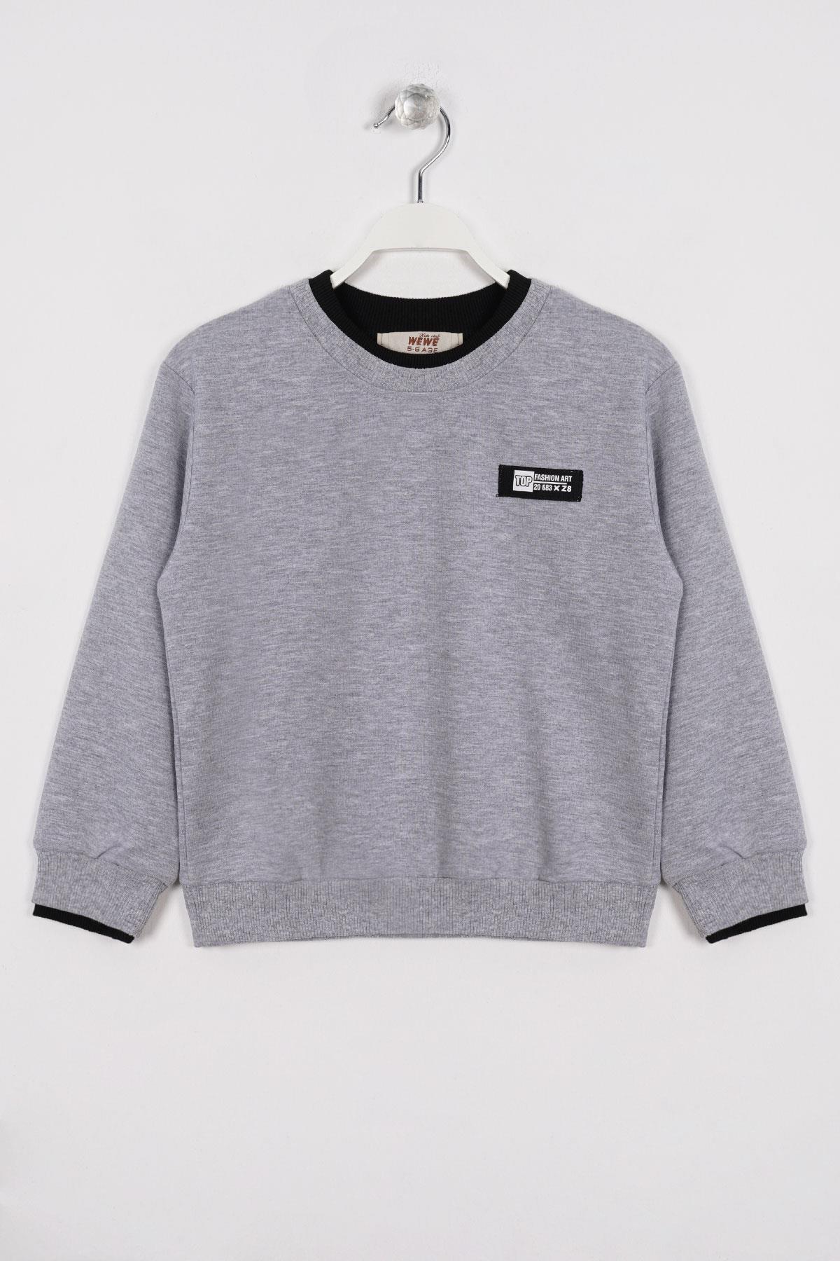Wewe 224107 Erkek Cocuk 6-9 Yas Yakası Kaskorse Detaylı Sweatshırt