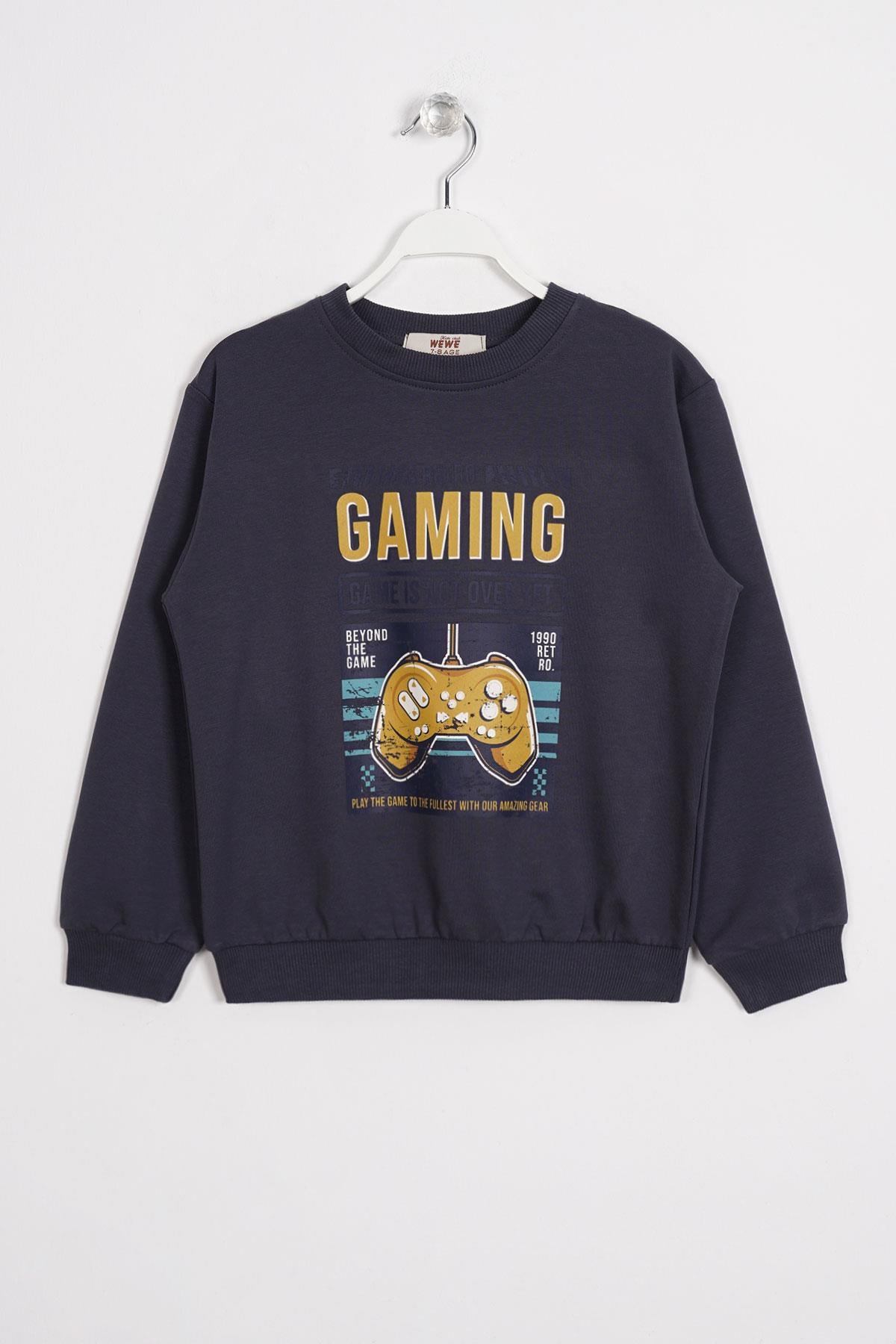 Wewe 324103 Erkek Cocuk 8-12 Yas Gamıng Baskılı Sweatshırt