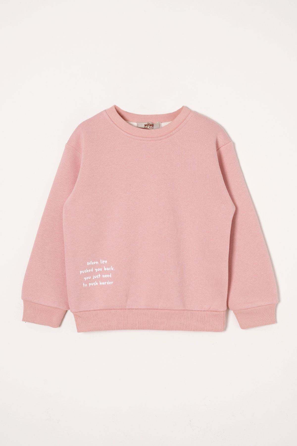 Wewe 623251 Kız Cocuk 6-9 Yas Yazı Baskılı Sweat