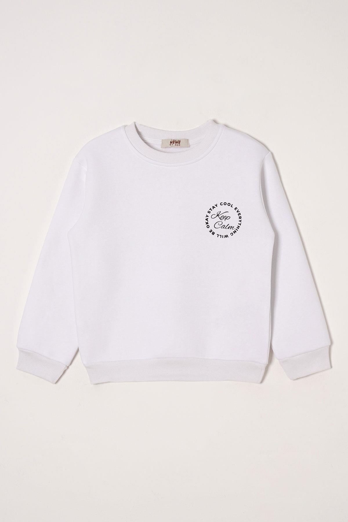Wewe 624198 Kız Cocuk 6-9 Yas Yazı Baskılı Sweat
