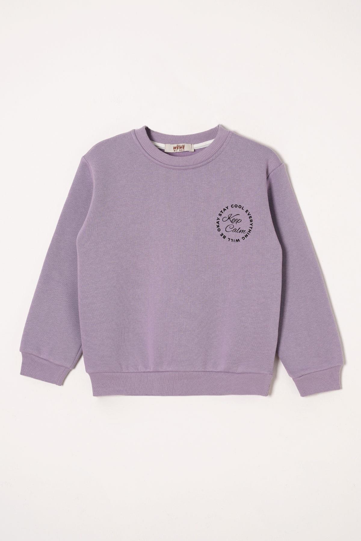 Wewe 624198 Kız Cocuk 6-9 Yas Yazı Baskılı Sweat