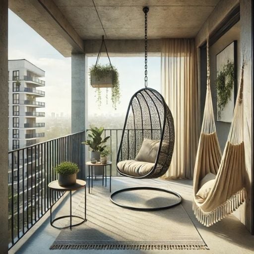 en yeni balkon dekorasyonları salıncak ve hamak