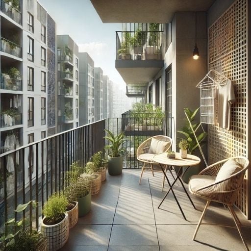 en yeni balkon dekorasyonları sürdürülebilir malzemeler