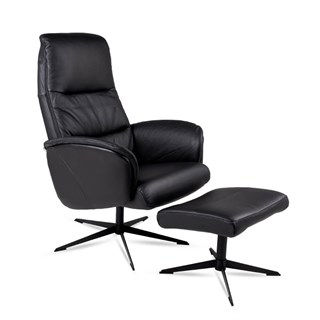 Hjort Knudsen Soleda Black Deri Koltuk ve Puf