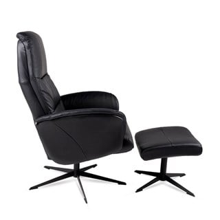 Hjort Knudsen Soleda Black Deri Koltuk ve Puf