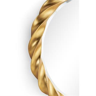 Jonathan Charles 35 Gilded Antique Gold-Leaf Round Mirror