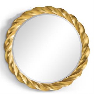 Jonathan Charles 35 Gilded Antique Gold-Leaf Round Mirror