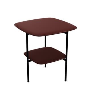 Adrian 45 Alçak Yan Sehpa-Frame Varnished Matt Black-Bronzed Brass-Tabla Glossy Cherry-(ADRTB45)