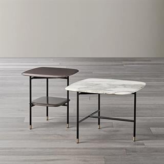 Adrian 45 Alçak Yan Sehpa-Frame Varnished Matt Black-Bronzed Brass-Tabla Glossy Cherry-(ADRTB45)