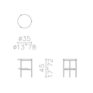 Adrian 45 Alçak Yan Sehpa-Frame Varnished Matt Black-Bronzed Brass-Tabla Glossy Cherry-(ADRTB45)