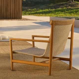 Amanu Teak Tekli Koltuk - Linen - Minder Hariç