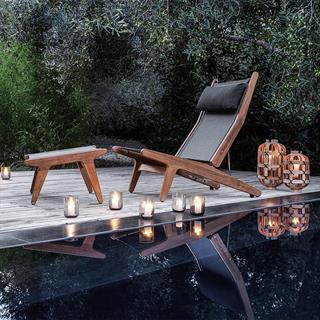 Gloster Bay Anthracite Teak Puf