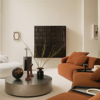 Belt 120R Alçak Orta Sehpa-Base Metal -Top in metal - Stainless Steel Glossy