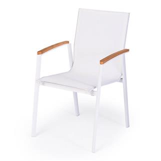 Bondi Kollu Sandalye - İskelet: Beyaz - Kumaş: Beyaz -56x60xh89