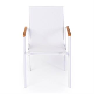 Bondi Kollu Sandalye - İskelet: Beyaz - Kumaş: Beyaz -56x60xh89