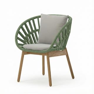 Cala Yemek Sandalyesi-Ayak Teak-Rope Foliar (Z22)-Alu Kombu (29C)-(Minder Hariç)