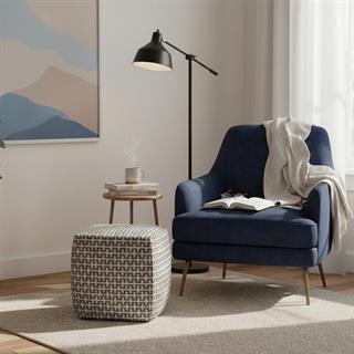 Meridiani Charlot Beige Bruny Square Pouf