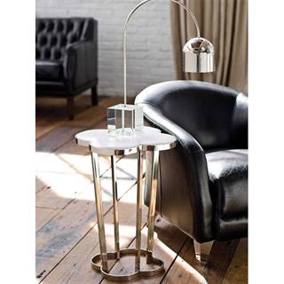 Clover Yan Sehpa - Polished Nickel/Marbel - H 61 W 46 D 46 cm