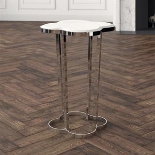 Clover Yan Sehpa - Polished Nickel/Marbel - H 61 W 46 D 46 cm