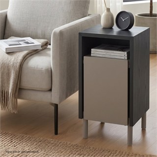 Dualist Komodin/Yan Sehpa-Anthracıte-fınısh sawn oak-Argıle lacquer
