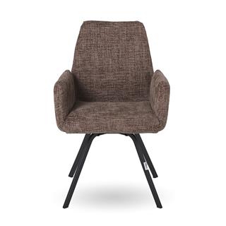 Ergo Kollu Yemek Sandalyesi-Fabric Regenade (410) Wood (3521)-Base Matt Black