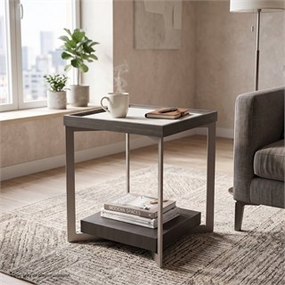 Estampe Yan Sehpa - Anthracıte-staıned sawn oak – 38x38xh50