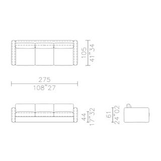 Harold Standart Üçlü Kanepe-Fabric Dover 01- (Silver)