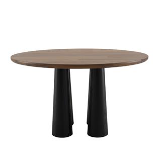 Hashira Yemek Masası - Base Black Stained Ash - Top American Walnut